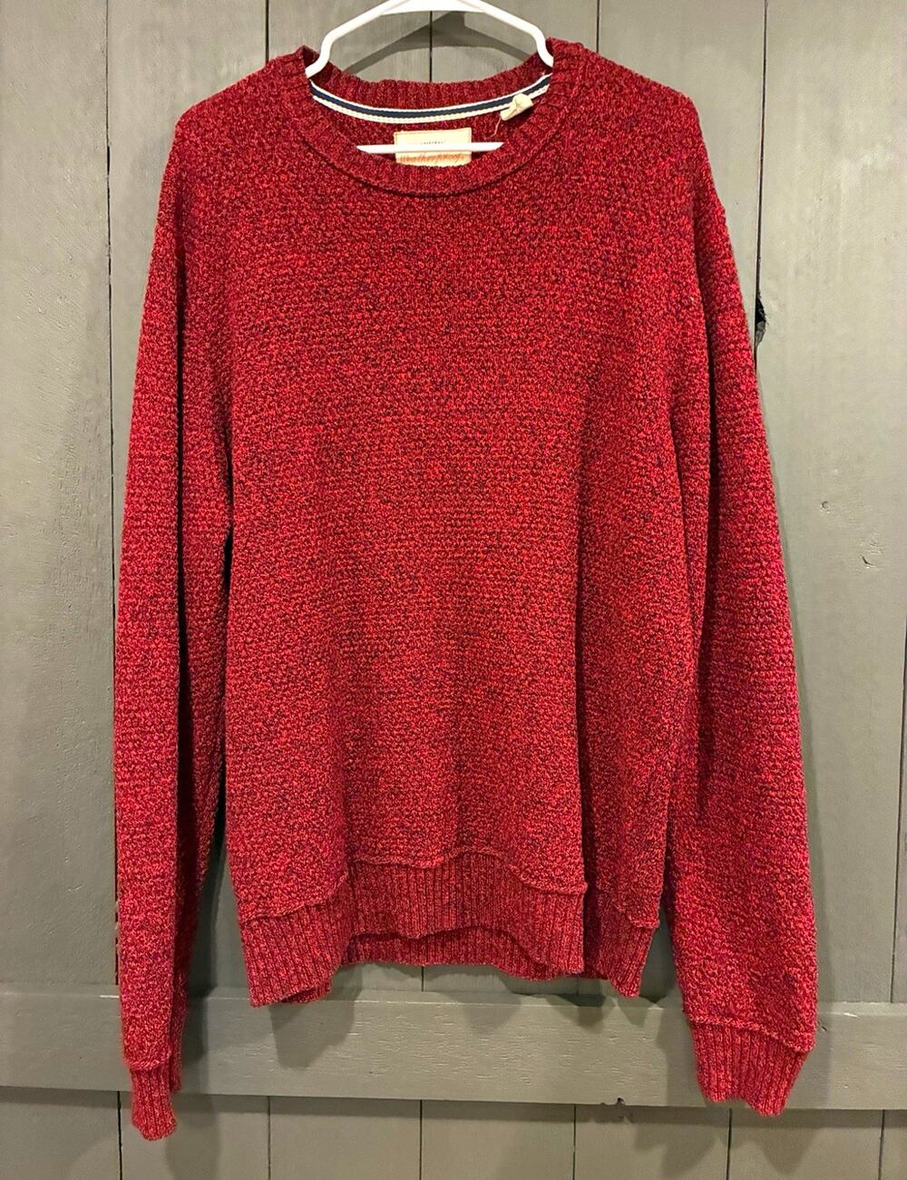 Weatherproof Men's XL Red/Black Knit Crew Neck Pullover Long Sleeve Sweater